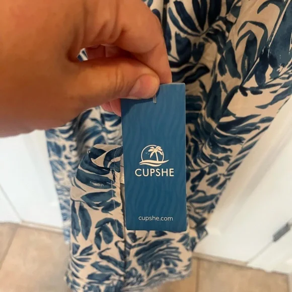 Cupshe Blue and White Halter Maxi Sundress - Picture 4 of 4